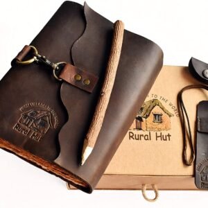 Witchcraft~Rural Hut - Vintage Soft Leather Journal for Women and Men 8x6x2 inches Antique Handmade Deckle Edge Book of Shadow Journal Unique Gift Idea - 02 Attractive Colors (Coffee)