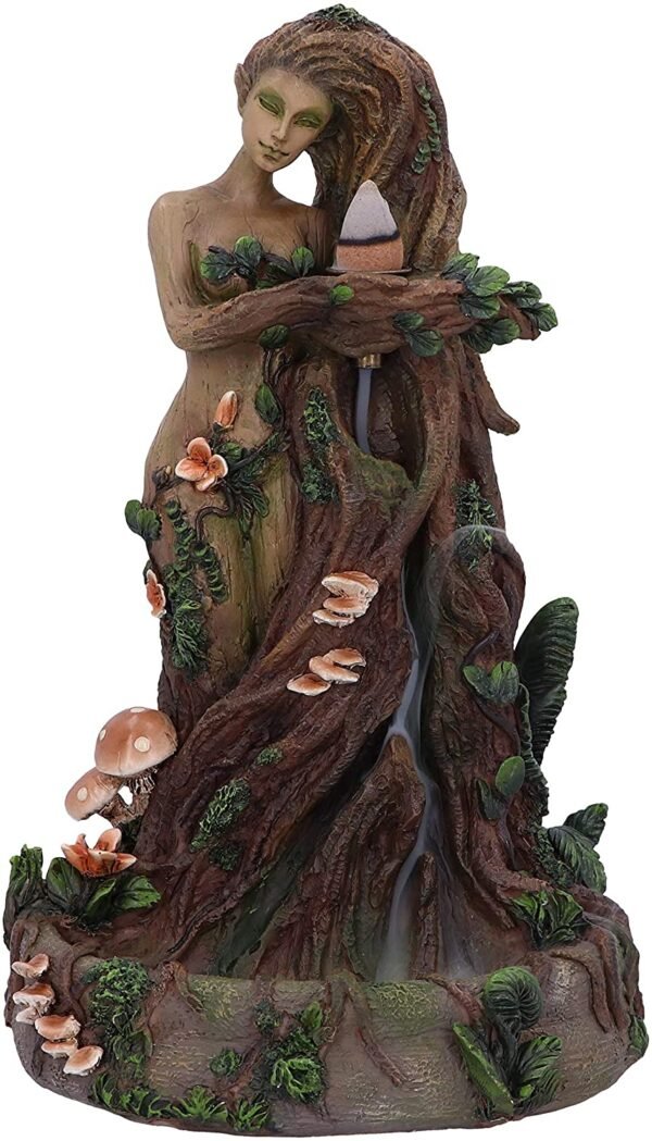 Light Collection~Lady Earth Female Tree Spirit Natural Backflow Incense Burner, Brown, 23.5cm