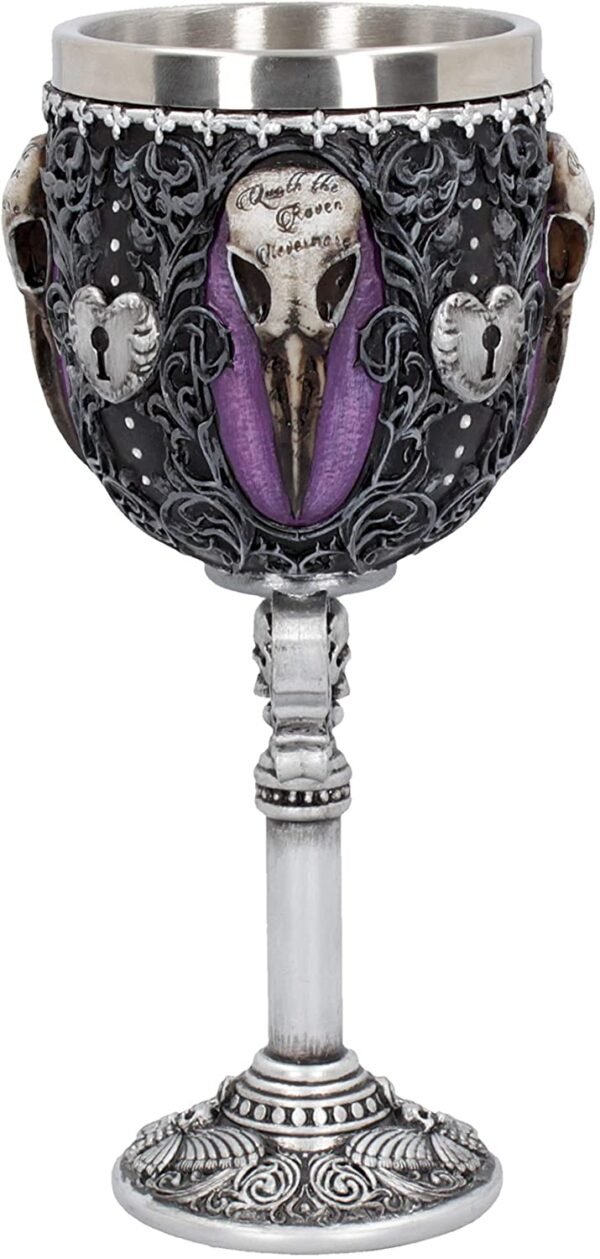 Dark Collection~B4725P9 Edgar's Raven Goblet 18cm, Resin w. Stainless Steel