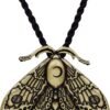 SanLan Death Head Moth Pendant Necklace Wicca Jewelry Goth Moth and The Moon