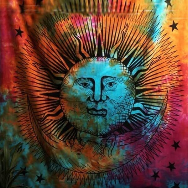 Witchcraft~Tie Dye Psychedelic Celestial Sun Moon Tapestry Bohemian Tapestry Wall Hanging  Wall Decor