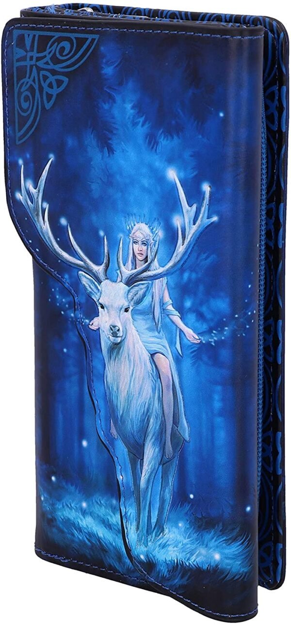 Artist Collections~ Anne Stokes Fantasy Forest Elven Queen and Stag Embossed Purse, Blue, 18.5cm