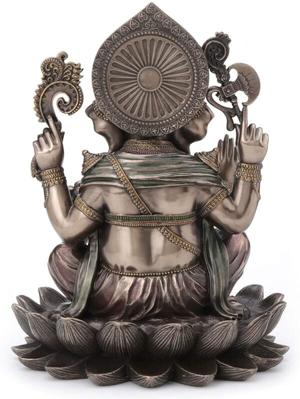 Magic  Collection~10.24 Inch 5 lbs Lord Ganesha Sitting on Lotus Hindu God Antique Bronze Finish Statue