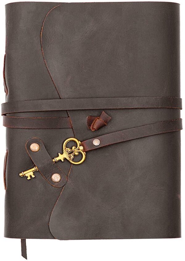 Witchcraft~Elizo Antique Leather Journal Blank Pages - Vintage Leather Journal with Deckle Edge Pages - Book of Shadows - Leather Bound Journal for Men and Women - 200 Pages, 7.5" x 5.5" - 1009