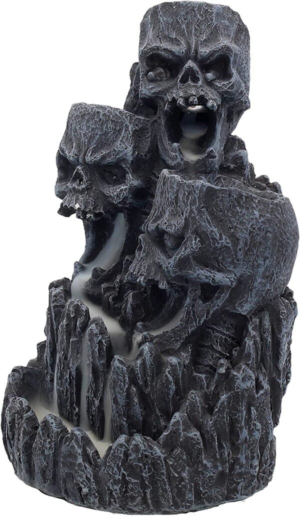 Magicun N.Giftware~Skull Backflow Tower Incense Burner 17.5cm Black, Resin