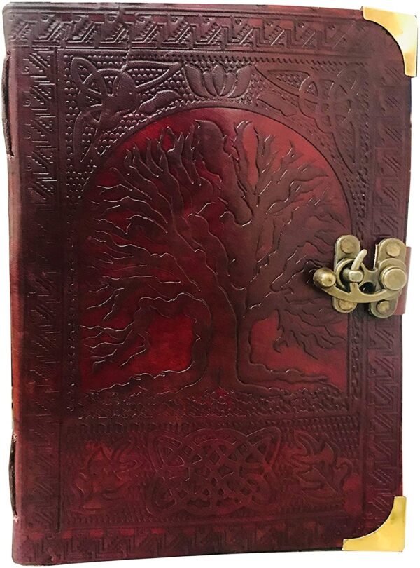 Witchcraft~Leather Celtic Tree of Life Book of Shadows Blank Spell Book Wicca