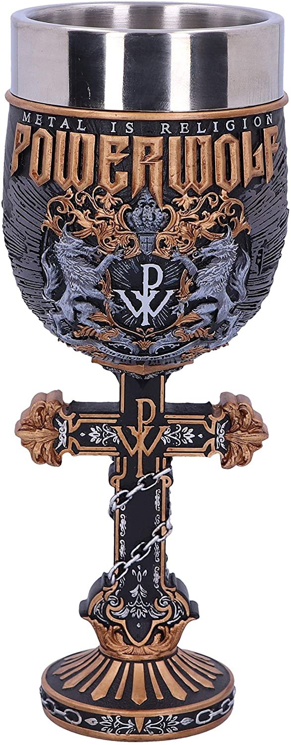 Band Merchandise~ Officially Licensed Powerwolf Metal is Religion Rock Band Goblet, Black, 22.5cm