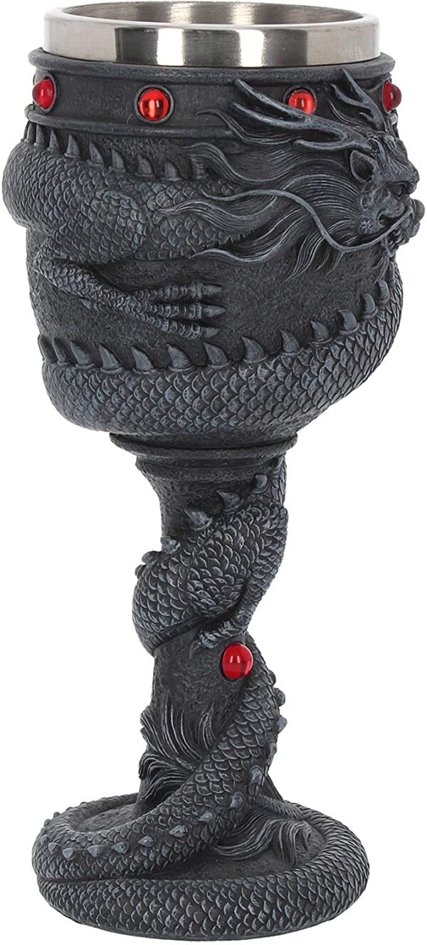 Fantasy Collection~ Dragon Coil Goblet 20cm Black, Resin w/Stainless Steel Insert
