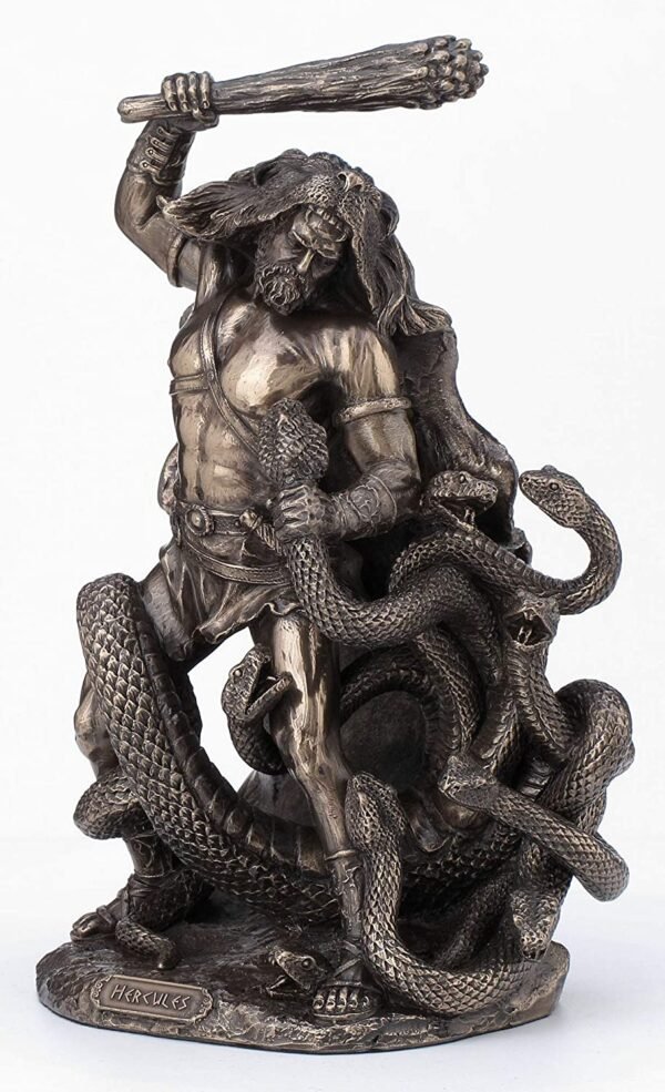 Magic  Collection~9 Inch Slaying of Hydra Second Labor of Hercules Greek Roman Monster Battle Hero Heracles Antique Bronze Finish Statue