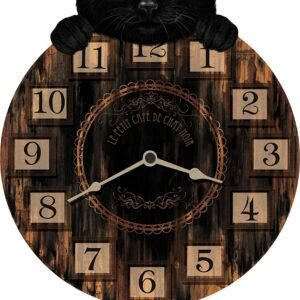 Animal Collection~ Kitten Tickin' Clock 25cm Brown