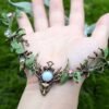 Handmade Forest Woodland Elf Hair Tiara Butterfly Deer Twig Branch Leaves Hair Crowns Fairycore Elvens Hair Jewelry for women