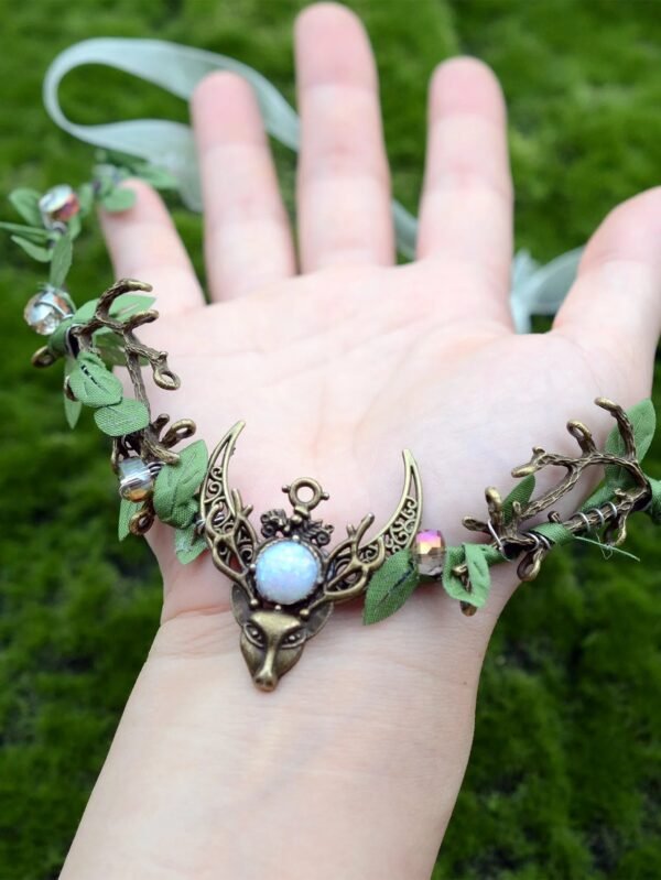 Handmade Forest Woodland Elf Hair Tiara Butterfly Deer Twig Branch Leaves Hair Crowns Fairycore Elvens Hair Jewelry for women