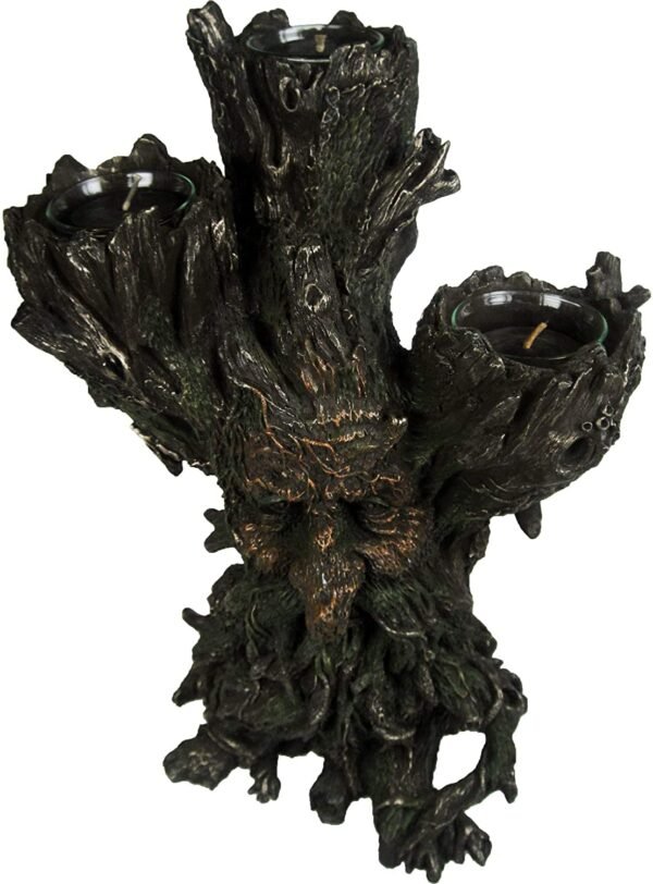 Light Collection~Green Man Tri Tealight Holder 25cm Brown