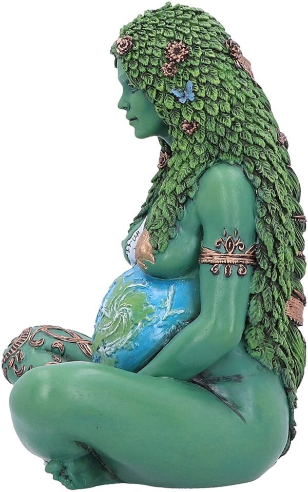 Light Collection~Small Ethereal Mother Earth Gaia Art Statue Painted Figurine, Green, 17.5cm
