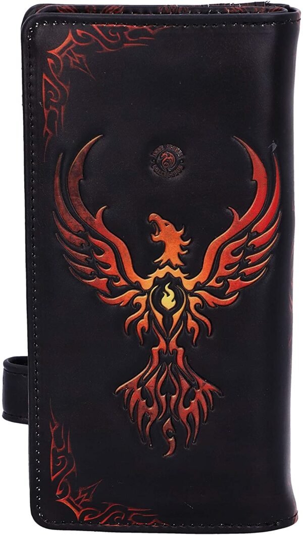 Artist Collections~ Anne Stokes Phoenix Rising Mythical Bird Embossed Purse, Black, 18.5cm