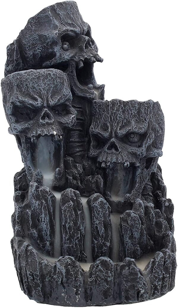 Magicun N.Giftware~Skull Backflow Tower Incense Burner 17.5cm Black, Resin