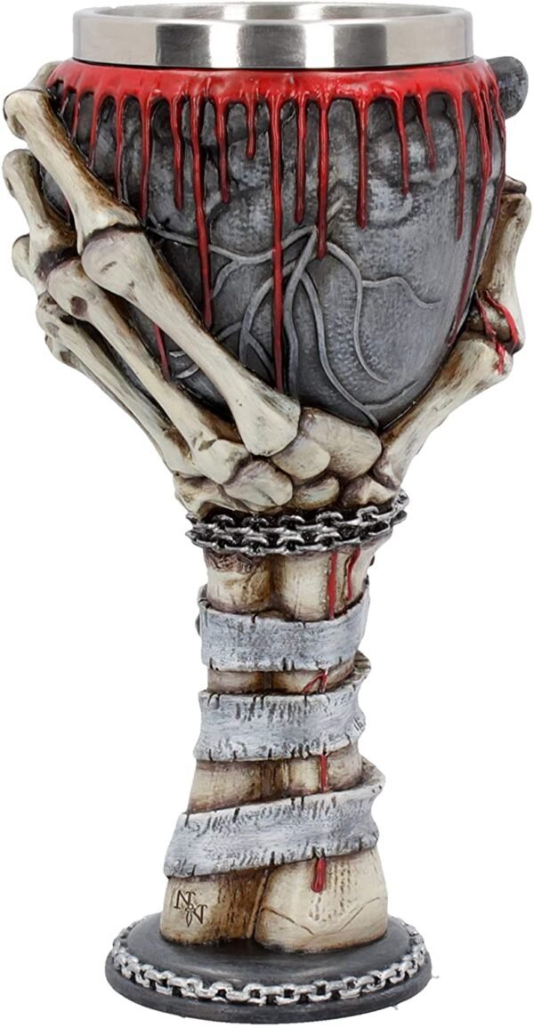 Dark Collection~B4726P9 Black Heart Bleeds Goblet 18cm, Resin w. Stainless Steel