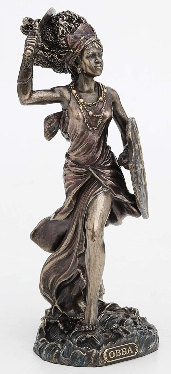 Magic  Collection~8 5/8 Inch Santeria Orishas Obba River Goddess Cold Cast Resin Bronze Finish Statue Shrine Idol