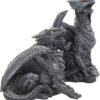 Fantasy Collection~ Dark Fury Set of 2 10cm Dragon Figurines, Black, One Size