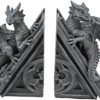 Magic  Collection~Design Toscano CL55773 Castle Dragon Gothic Decorative Bookend Statues, 8 Inch, Set of Two, Grey, 2 Count