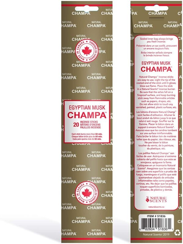 Witchcraft~Tranquility Champa 11" Incense Sticks Pack of 20 Each Long Lasting Aroma Stick Lasts 60+ Minutes Pure Ingredients Make These Agarbathi Perfect for Environmental Scenting and Aromatherapy