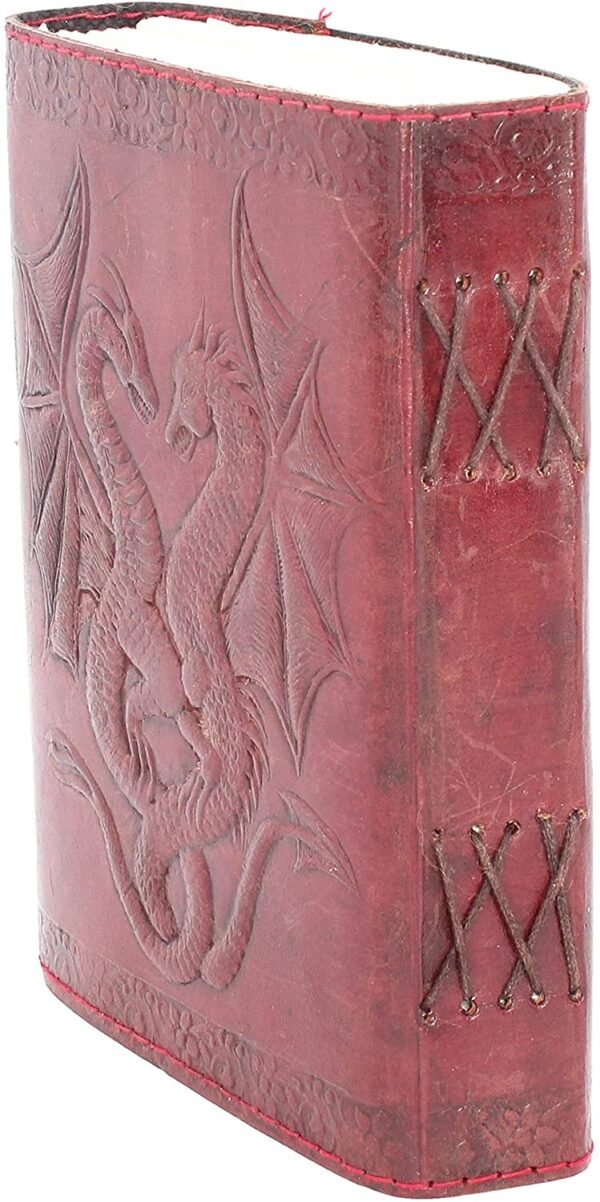 Fantasy Collection~ Double Dragon Leather Journal With Lock 20cm Brown