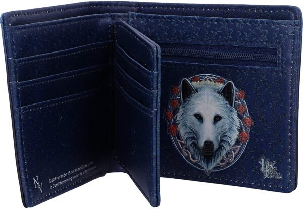 Magicun N.Giftware~Lisa Parker Guardian of The Fall White Autumn Wolf Wallet, 11cm, Blue
