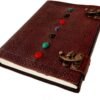 Witchcraft~Leather Book of Shadows Journal, Supernatural Notebook with Chakra Gem Stones Healing Crystals and Latch, by  (Brown Single Lock)