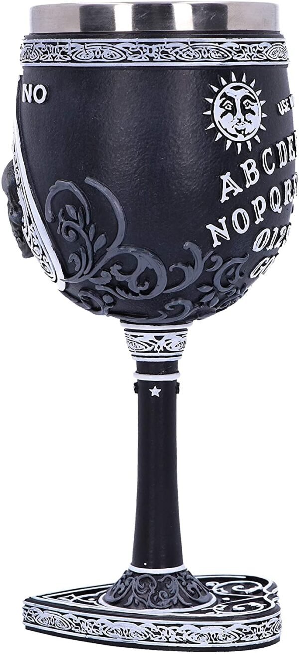 Wiccan Collection~B5141R0 Black and White Spirit Board Goblet Glass, Resin w/stainless steel insert, 18cm