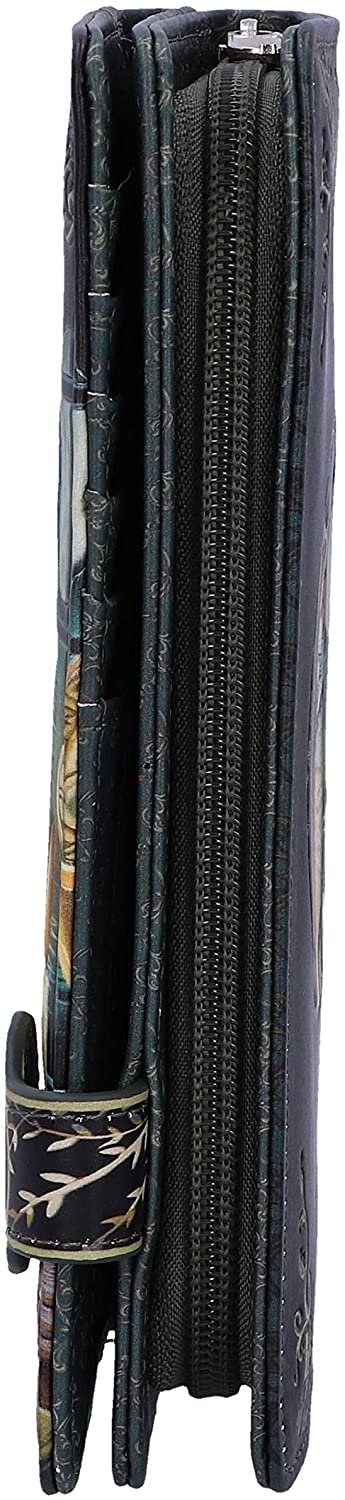 Artist Collections~ Lisa Parker Adventure Awaits Calico Cat Ship Embossed Purse, Black, 18.5cm