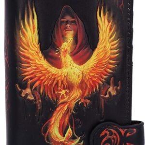 Artist Collections~ Anne Stokes Phoenix Rising Mythical Bird Embossed Purse, Black, 18.5cm