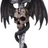 Artist Collections~ Spiral Draco Skull Dragon and Dagger Wall Plaque, Silver, 36.5cm