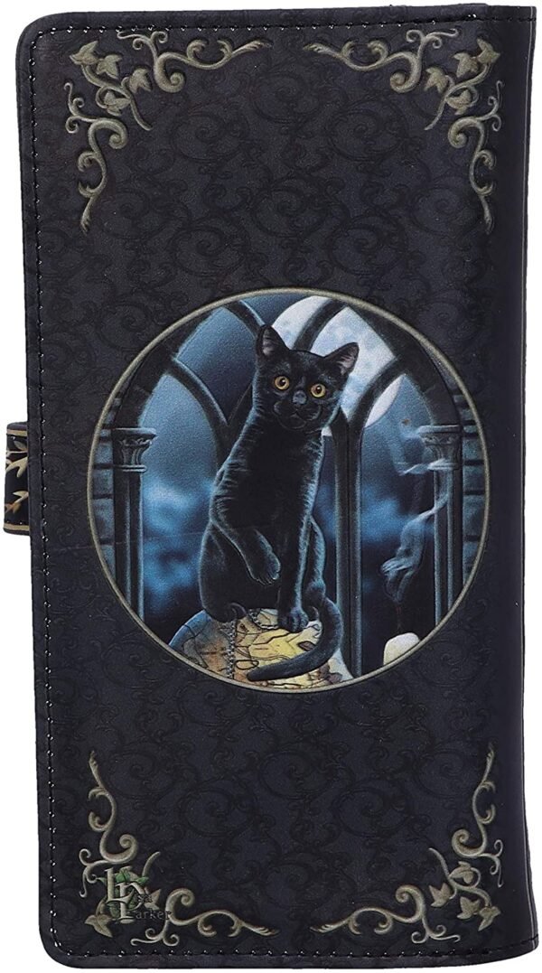 Magicun N.Giftware~Black Lisa Parker Spirits of Salem Cat Skull Map Embossed Purse, 18.5cm