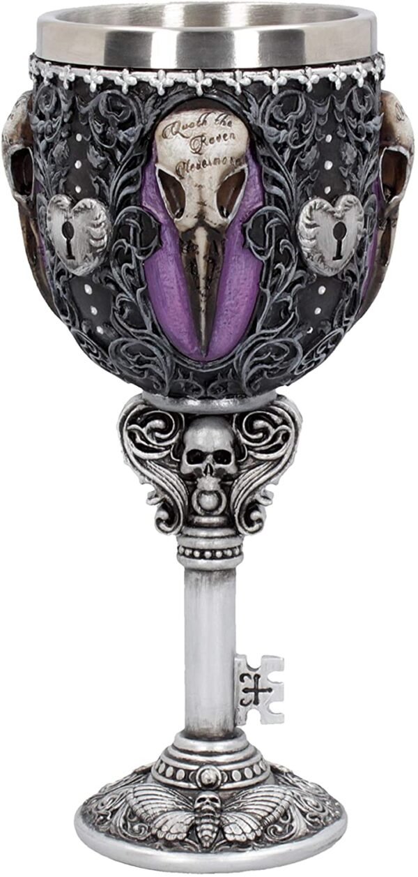 Dark Collection~B4725P9 Edgar's Raven Goblet 18cm, Resin w. Stainless Steel