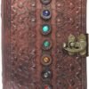 Witchcraft~Leather Book of Shadows Journal, Supernatural Notebook with Chakra Gem Stones Healing Crystals and Latch, by  (Brown Single Lock)