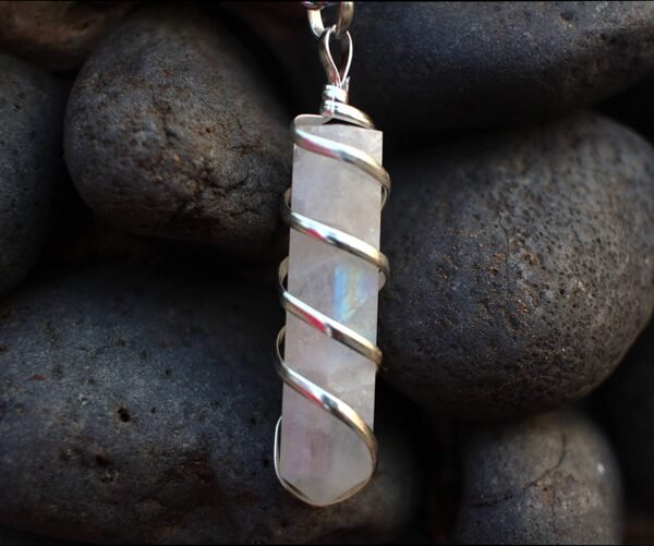 Witchcraft~Moonstone Crystal Healing Necklace - for Crown Chakra. Brings Hope, Luck and Abundance. Relieves Emotional Stress. Enhances Intuition, Psychic Abilities and Stability| with Stylish Chain