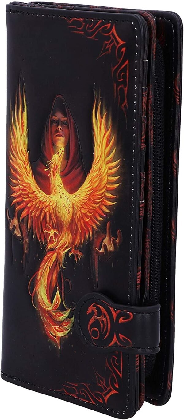Magicun N.Giftware~Anne Stokes Phoenix Rising Mythical Bird Embossed Purse, 18.5cm, Black