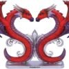 Magicun N.Giftware~Dragons Devotion Love Heart Bust Figurine, 29cm, Red