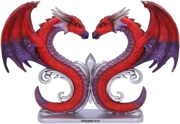 MAGICUN N.GIFTWARE~Dragons Devotion Love Heart Bust Figurine, Red, 29cm