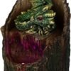 Fantasy Collection~ Arboreal Hatchling Green Dragon in Tree Trunk Light Up Figurine, Red, 10.8cm