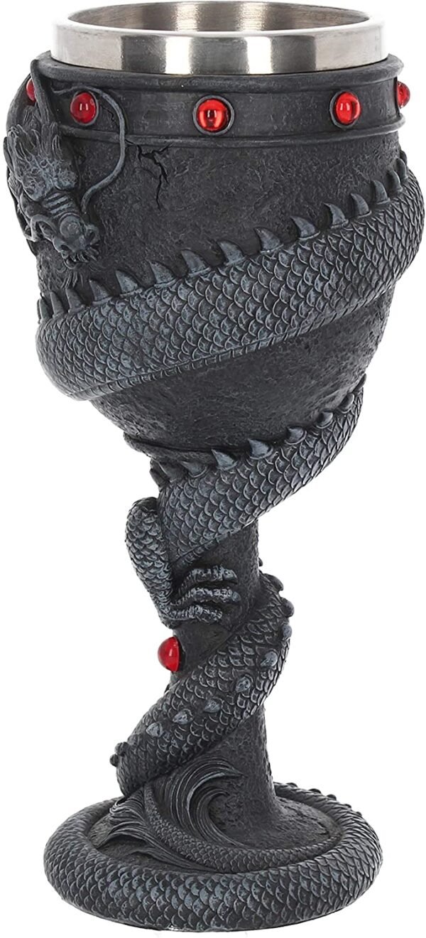 Fantasy Collection~ Dragon Coil Goblet 20cm Black, Resin w/Stainless Steel Insert