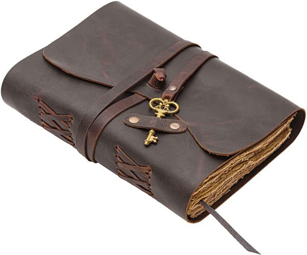 Witchcraft~Elizo Antique Leather Journal Blank Pages - Vintage Leather Journal with Deckle Edge Pages - Book of Shadows - Leather Bound Journal for Men and Women - 200 Pages, 7.5" x 5.5" - 1009