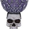 Dark Collection~B5168R0 Deaths Desire Twin Skull Heart Set of Two Goblets, Purple, 18.5cm