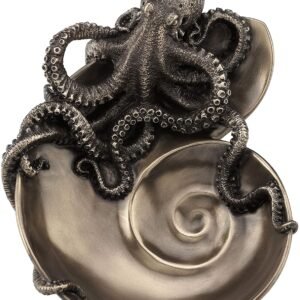 Magic  Collection~Container of Curiosity Bronze Finish Octopus On Nautilus Shell Tray