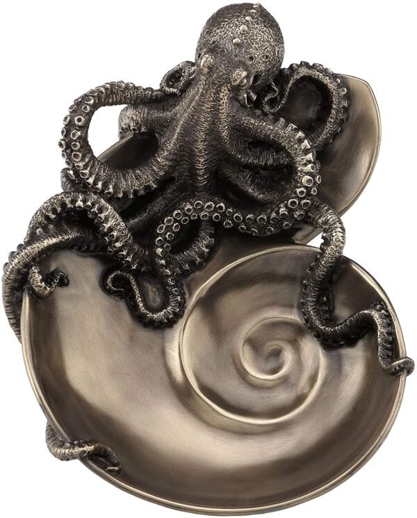 Magic  Collection~Container of Curiosity Bronze Finish Octopus On Nautilus Shell Tray