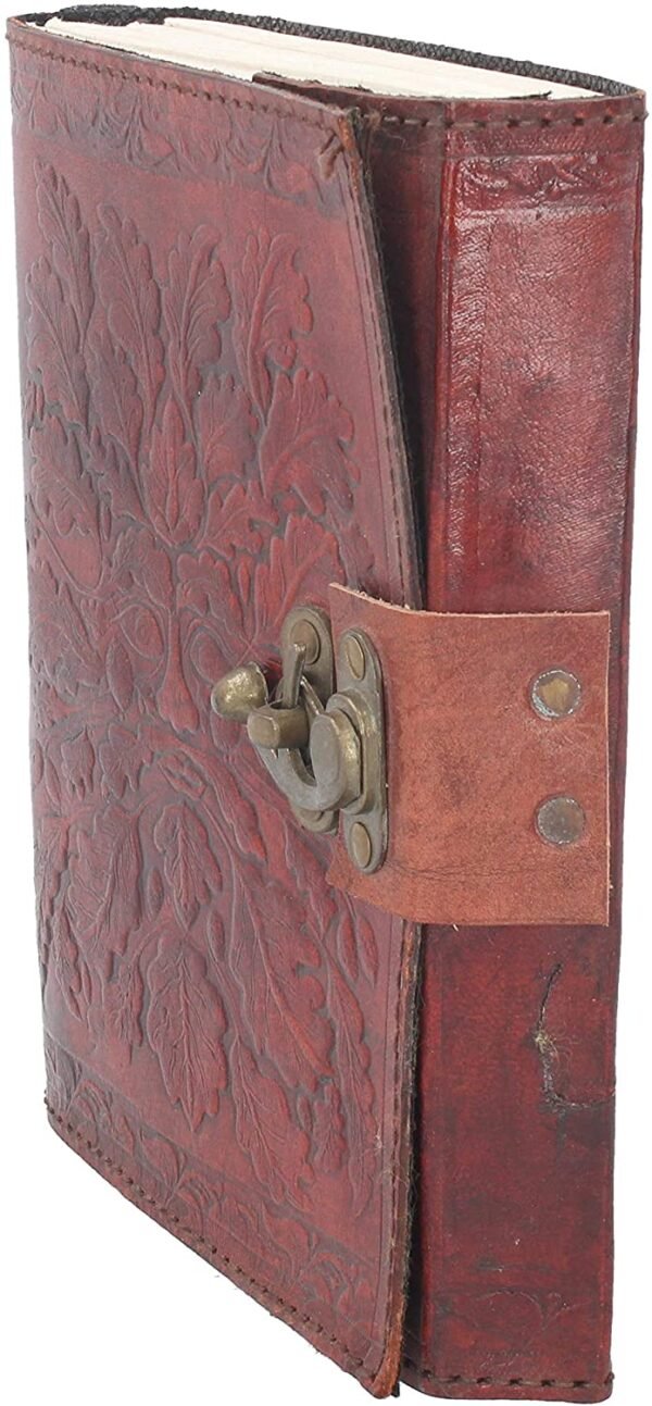 Light Collection~Greenman Leather Embossed Journal & Lock 15 x 20cm, Brown