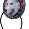 Artist Collections~ Lisa Parker Guardian of the Fall White Autumn Wolf Door Knocker, 18cm
