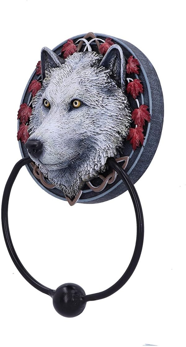 Artist Collections~ Lisa Parker Guardian of the Fall White Autumn Wolf Door Knocker, 18cm