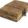 Witchcraft~Vintage Leather Journal - Lock Closure, Book of Shadows Journal, Grimoire Journal, Witch Journal, Vintage Journal 240 pages Antique Deckle Edge Paper (11.5" x 8.25" (A4), Vintage Brown)
