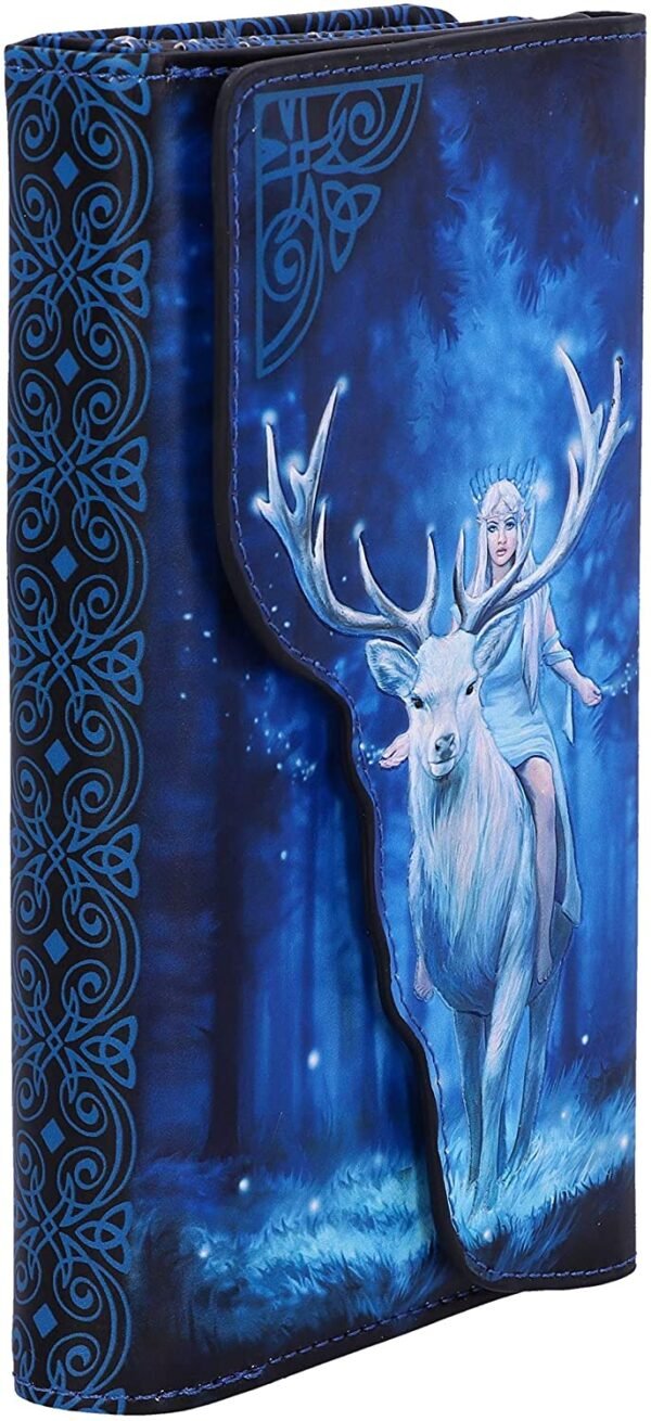 Magicun N.Giftware~Anne Stokes Fantasy Forest Elven Queen and Stag Embossed Purse, 18.5cm, Blue
